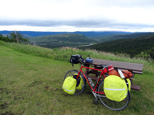 A not-so-relaxing rest at the  windy lookout point.