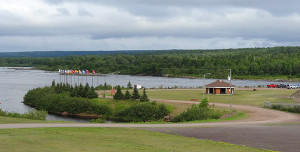 Nice view from the park - with flags of every province.