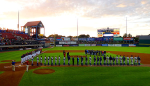 Pre-game ceremonies.