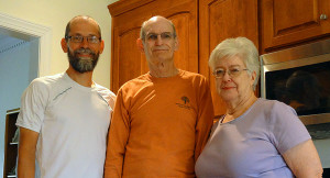 Charlie, Glenne, and some bearded guy they met on the road.