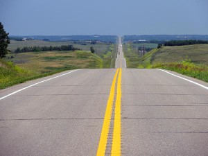 The very straight road to Stettler.