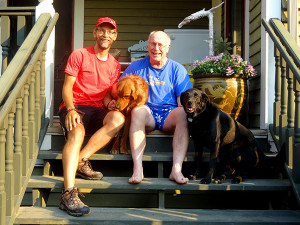 Peter and two not-unruly dogs.