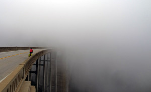 I love foggy bridges.Although, I probably should've turned on my light.