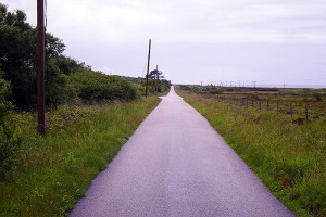 The cycling path to Port Ellen.Except this is actually a regular road.