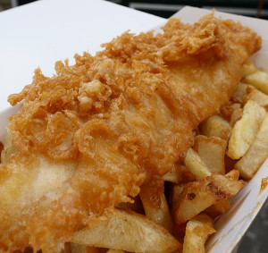 Fish and chips from Drake's.