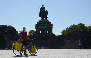 Monument at Deutsches Eck.  And me.  And my bike.